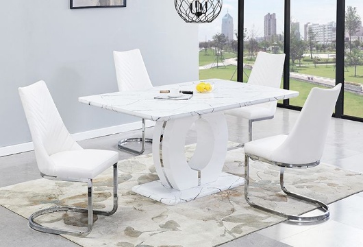 Picture of Iceland Faux Marble 5 PC Dining Room - White Chairs