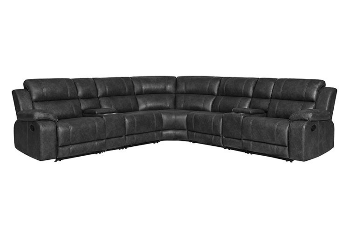 Picture of Nicolas Grey Sectional With 3 Recliners
