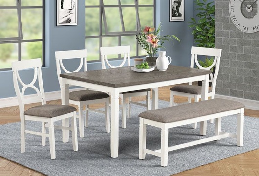 Picture of Ally White 6 PC Dining Room With Bench