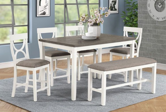 Picture of Ally White 6 PC Counter Height Dining Room With Bench