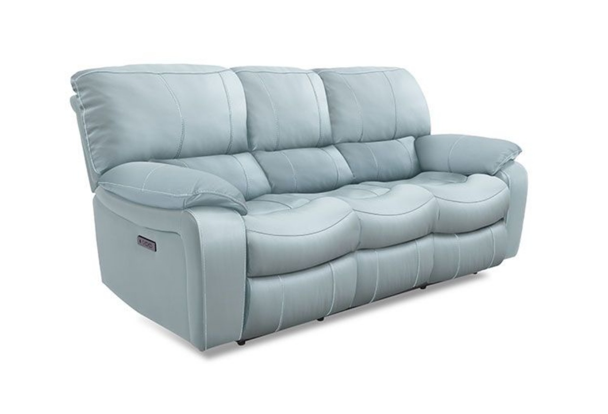 Buy Madras Light Aqua Leather Reclining Sofa Part 8625 L32M 1042