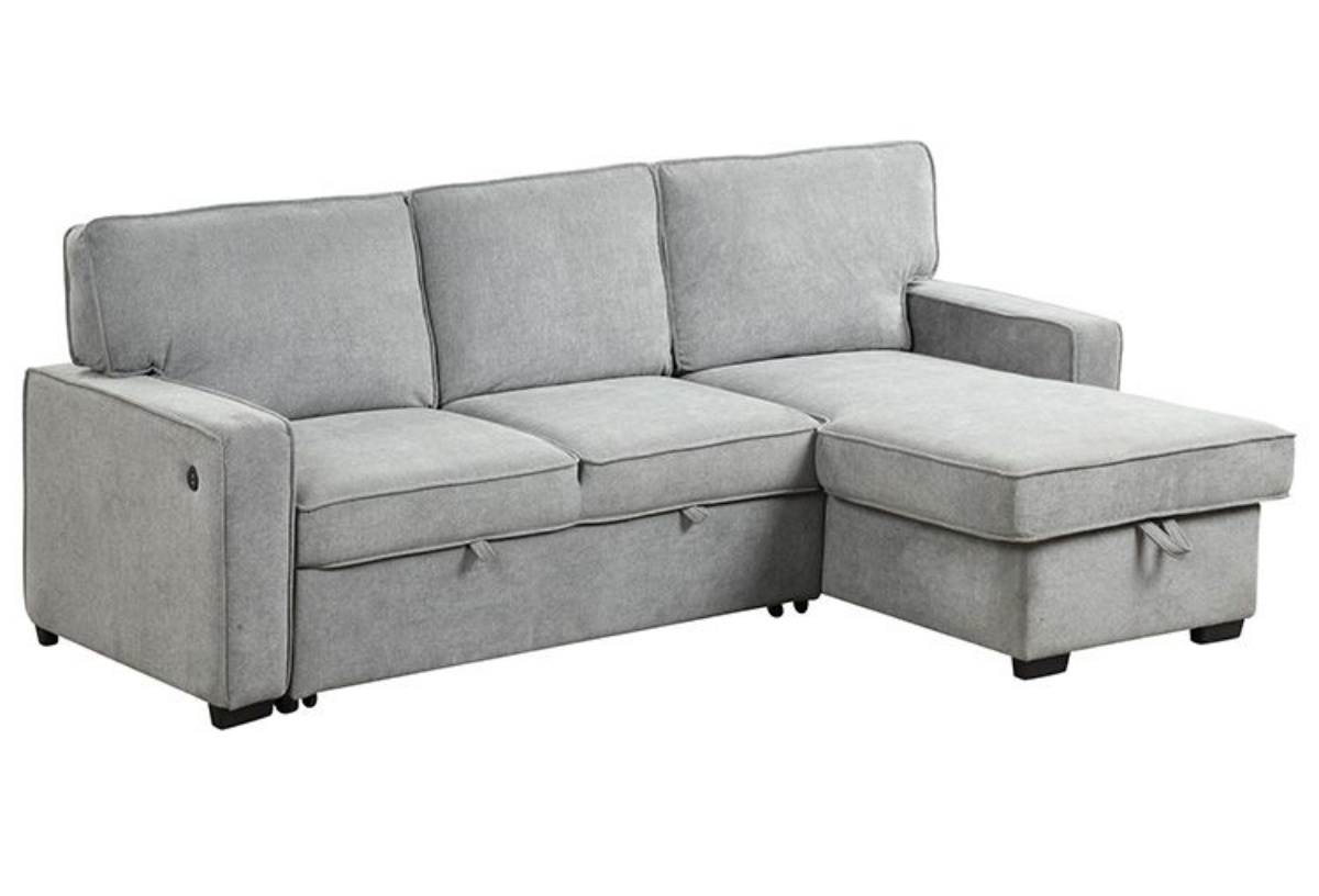 Picture of Hudson Grey Convertible Sofa Chaise With Storage Ottoman