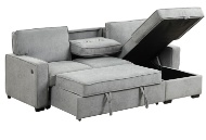 Picture of Hudson Grey Convertible Sofa Chaise With Storage Ottoman
