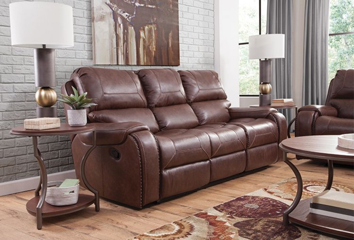 Buy Roland Saddle Reclining Sofa & Console Loveseat Part Badcock