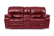 Picture of Madras Wine Leather Reclining Sofa & Console Loveseat