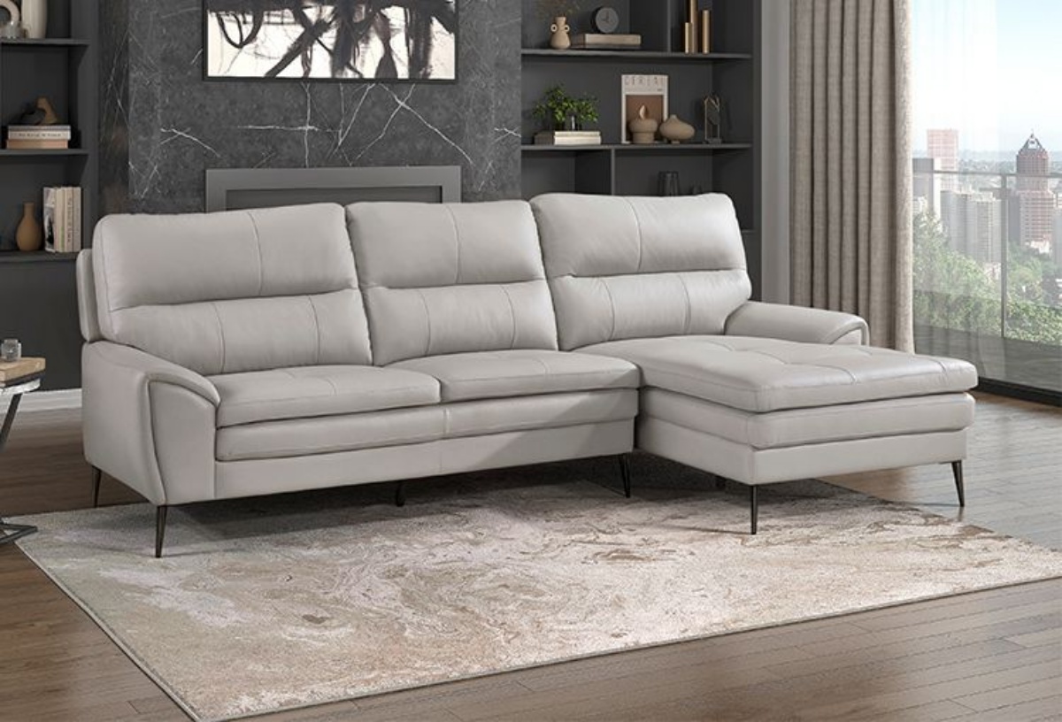 Buy Natalie Grey Leather Sofa Chaise - Part# 8577GY | Badcock & More
