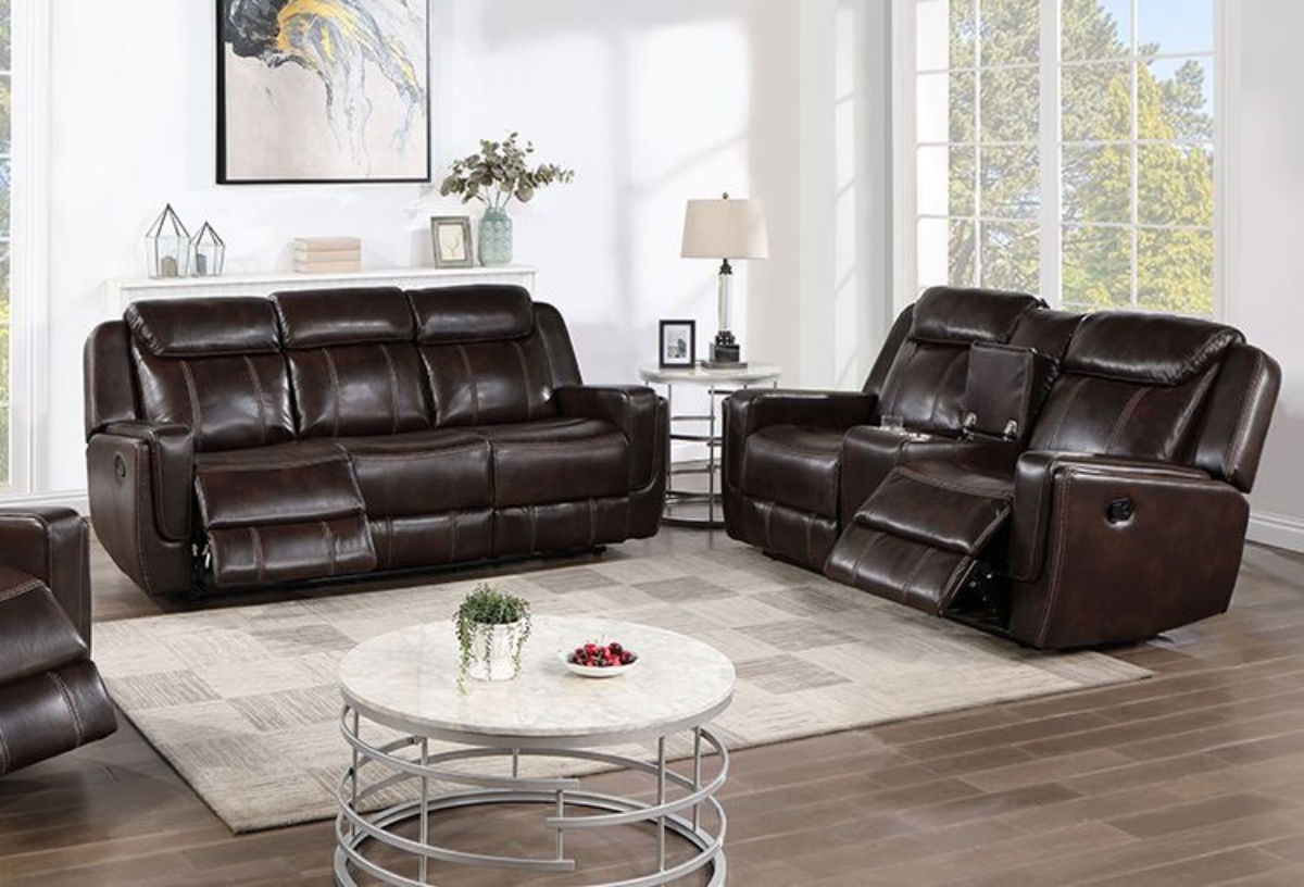 Picture of Edwin Brown Reclining Sofa & Console Loveseat