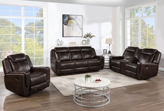 Picture of Edwin Brown Reclining Sofa & Console Loveseat