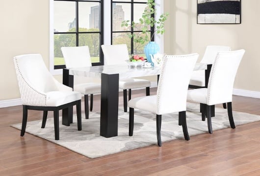 Picture of Jetson 7 PC Faux Marble Dining Room With Cream Chairs