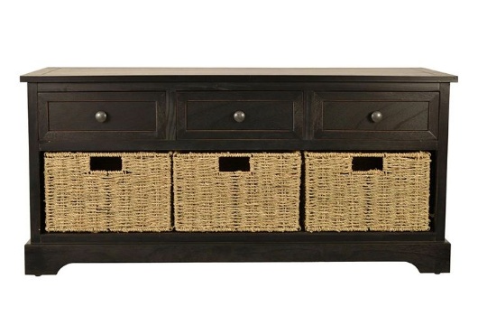 Picture of Black Storage Bench With Woven Base