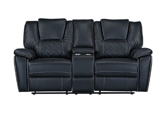 Picture of Diamante Black Power Reclining Console Loveseat