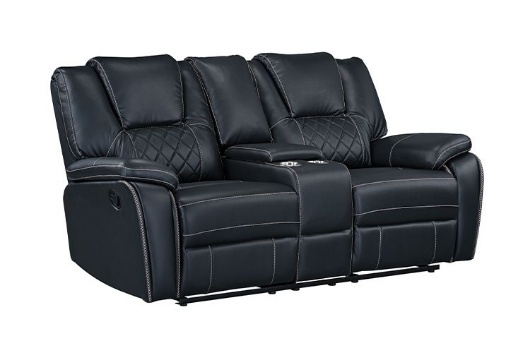 Picture of Diamante Black Power Reclining Console Loveseat