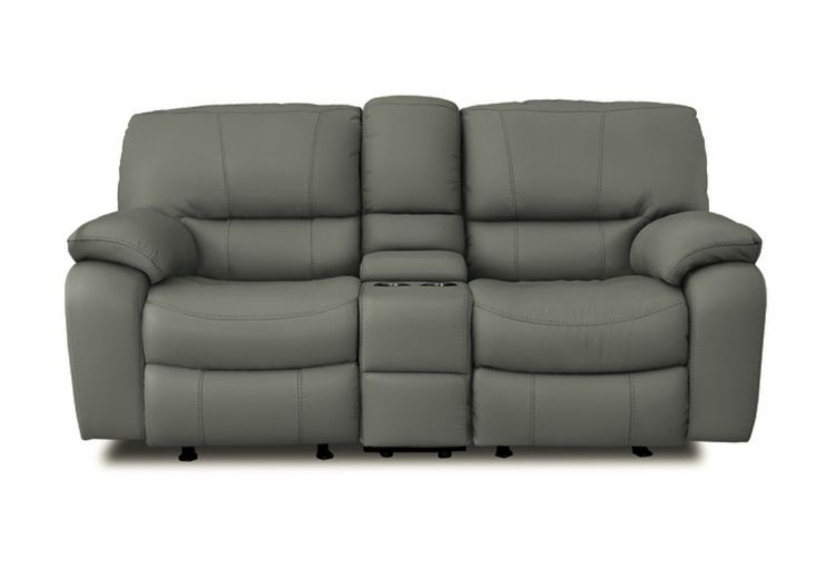 Buy Madras Grey Leather Reclining Sofa & Console Loveseat Part