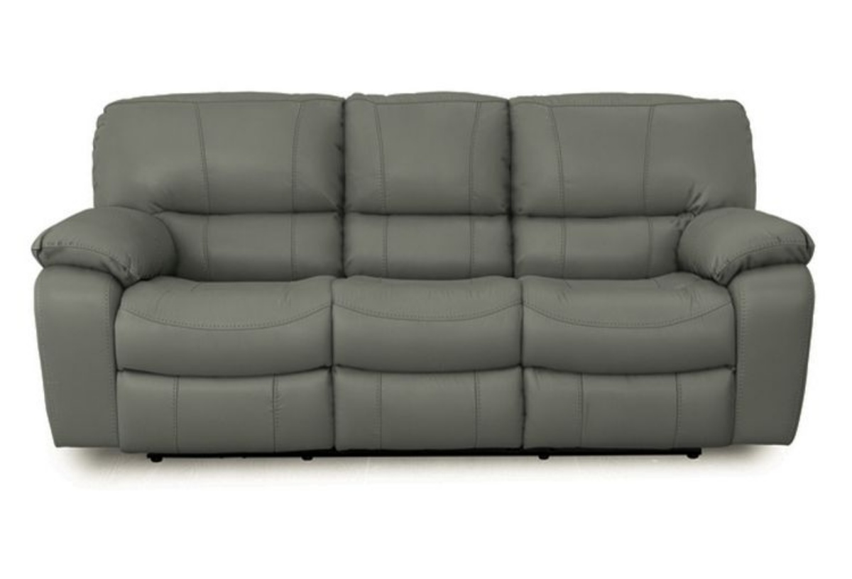 Madras Grey Leather Reclining Sofa
