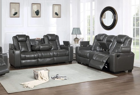 Picture of Titan Grey Reclining Sofa With Drop Down Table