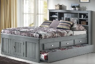 Picture of Madison Grey Captain's Full Bookcase Bed with Trundle