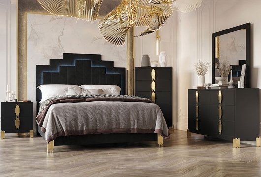 Picture of Empire Black 3 PC Queen Upholstered Bed