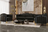 Picture of Empire Black Sofa & Loveseat With LED Lights