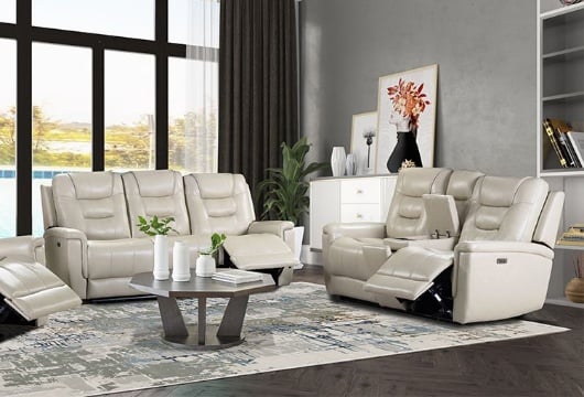 Picture of Abbott Cream Power Reclining Sofa & Console Loveseat