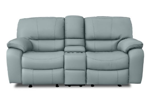Picture of Dominic Aqua Leather Power Reclining Console Loveseat