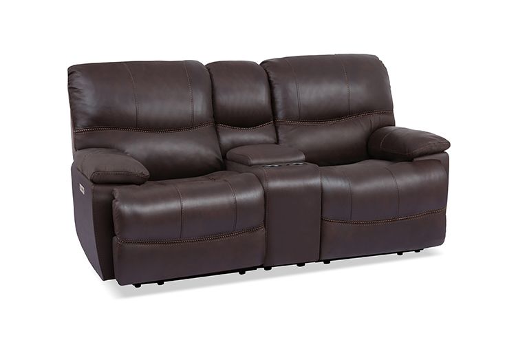 Dominic Brown Leather Power Reclining Sofa Console Loveseat