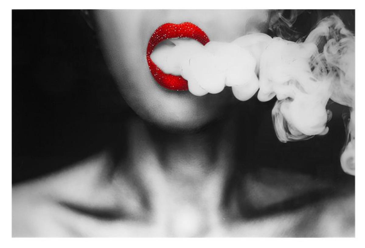 Picture of Rolling Smoke With Rhinestones Glass Wall Art 