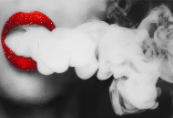 Picture of Rolling Smoke With Rhinestones Glass Wall Art 