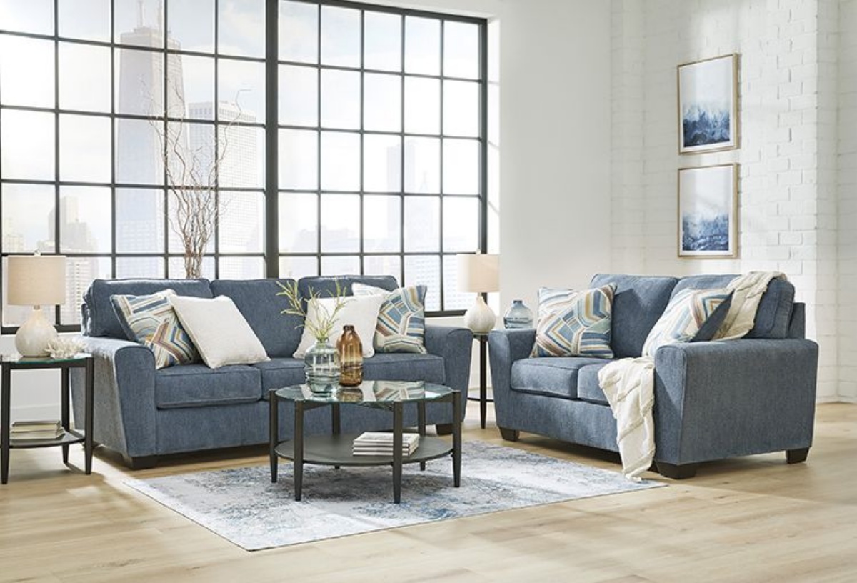 Picture of Cashton Blue Sleeper Sofa & Loveseat