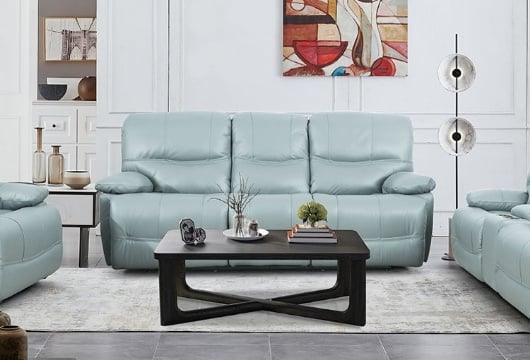 Picture of Dominic Aqua Leather Power Reclining Sofa & Console Loveseat