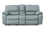 Picture of Dominic Aqua Leather Power Reclining Sofa & Console Loveseat