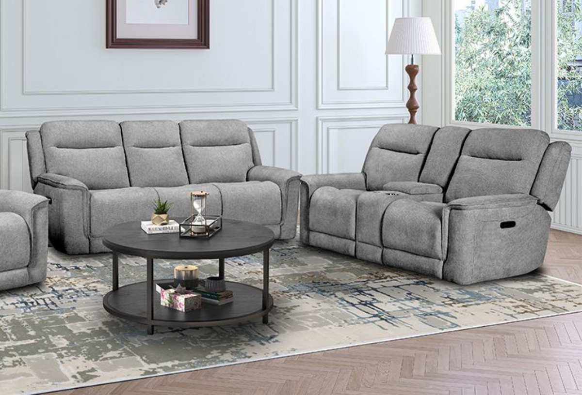 Picture of Bristol Grey Reclining Sofa & Console Loveseat