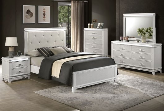 Picture of Elsa White 3 PC Full Bed With LED Lights