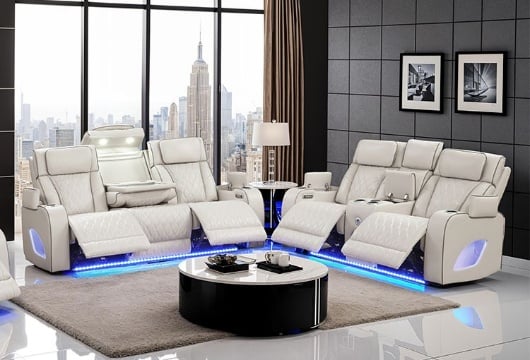 Picture of Matrix Ice Power Reclining Sofa & Console Loveseat With LED Lights & Masssage