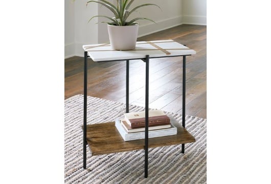 Picture of Braxmore White/Light Brown Accent Table