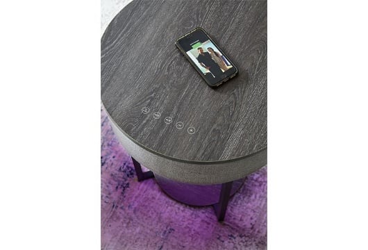 Picture of Sethlen Gray/Black Accent Table with Speaker