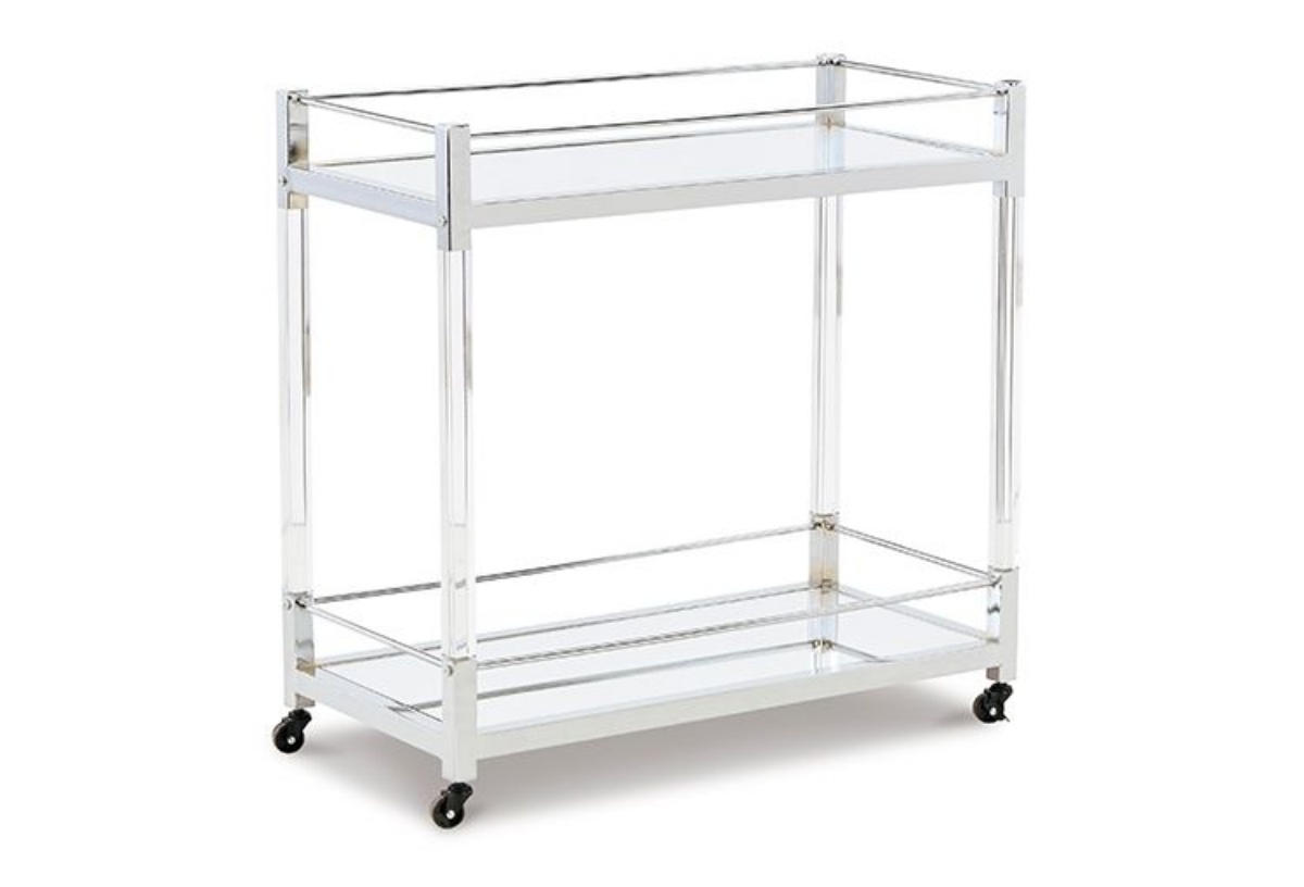 Picture of Chaseton Clear/Silver Finish Bar Cart