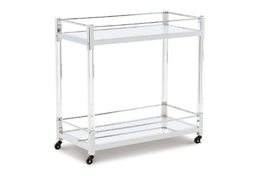 Picture of Chaseton Clear/Silver Finish Bar Cart