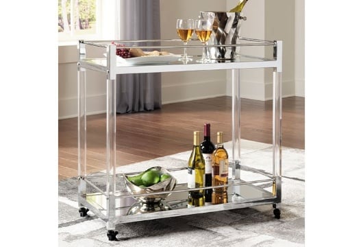 Picture of Chaseton Clear/Silver Finish Bar Cart