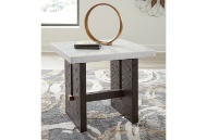 Picture of Burkhaus White/Dark Brown Rectangular End Table