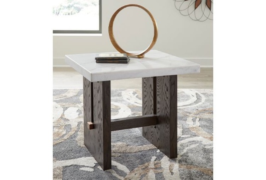 Picture of Burkhaus White/Dark Brown Rectangular End Table