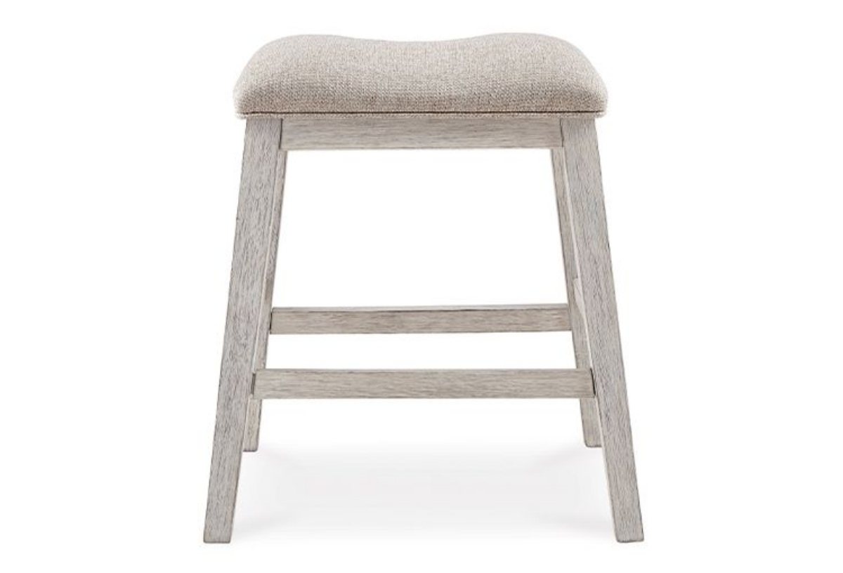 Picture of Skempton White/Light Brown Upholstered Stool (2/CN