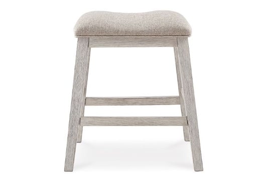 Picture of Skempton White/Light Brown Upholstered Stool (2/CN