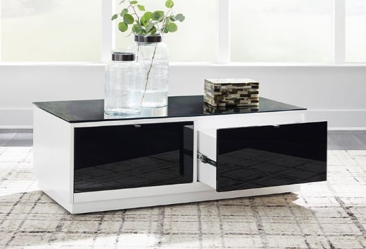 Picture of Gardoni White/Black Rectangular Cocktail Table