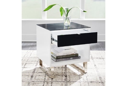 Picture of Gardoni White/Black Rectangular End Table