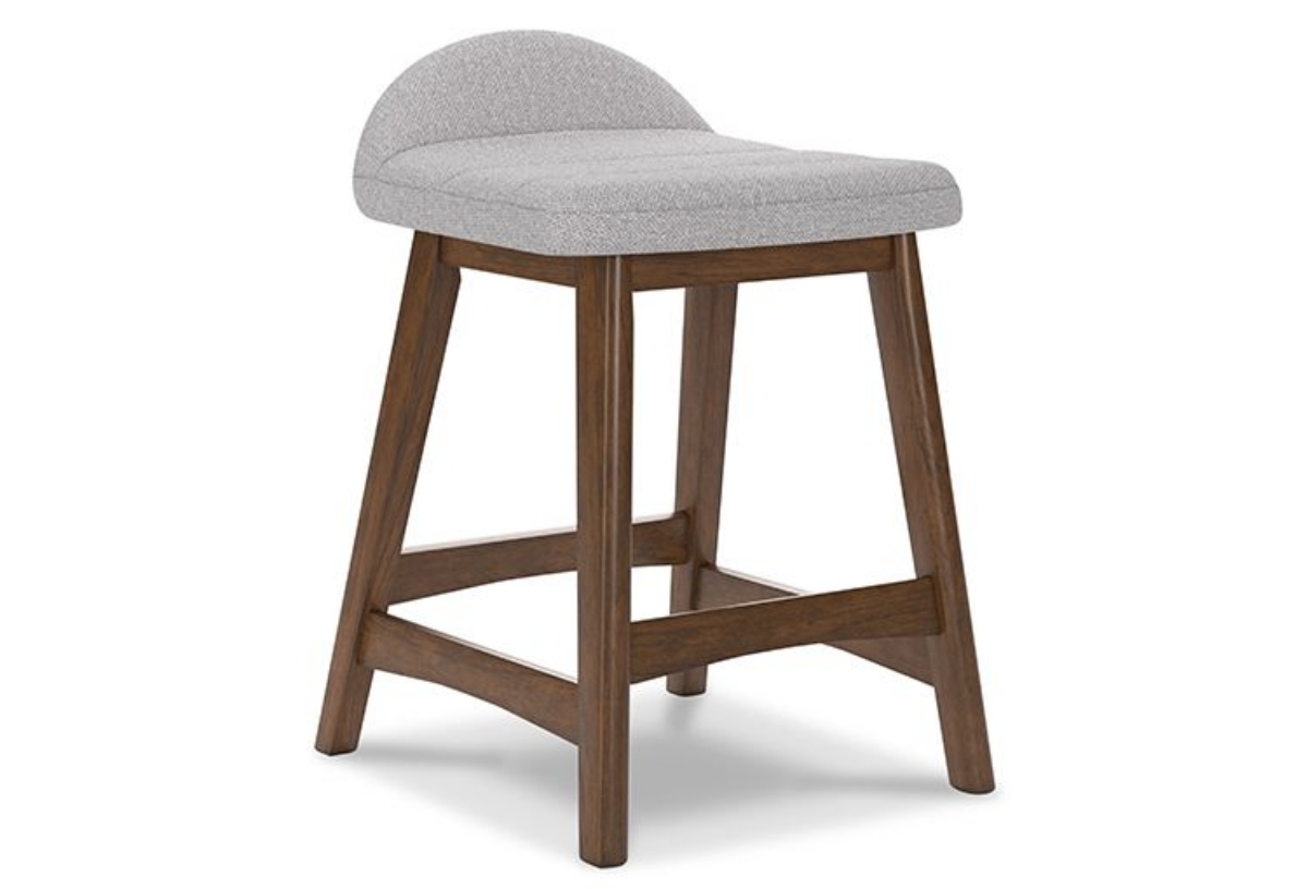 Picture of Lyncott Light Gray/Brown Upholstered Barstool (2/C