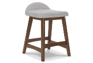 Picture of Lyncott Light Gray/Brown Upholstered Barstool (2/C