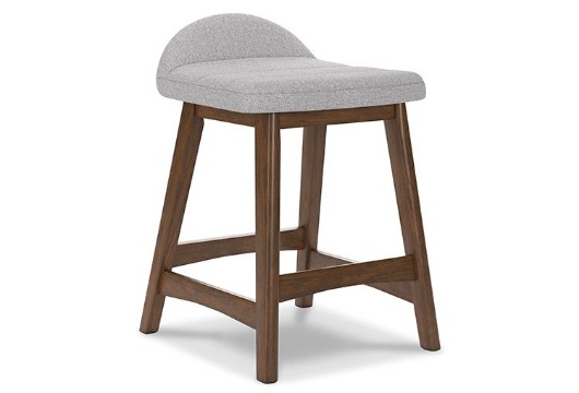 Picture of Lyncott Light Gray/Brown Upholstered Barstool (2/C