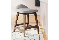 Picture of Lyncott Light Gray/Brown Upholstered Barstool (2/C