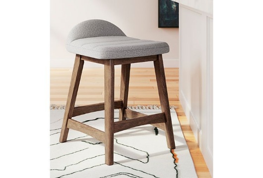 Picture of Lyncott Light Gray/Brown Upholstered Barstool (2/C