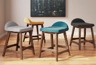 Picture of Lyncott Light Gray/Brown Upholstered Barstool (2/C